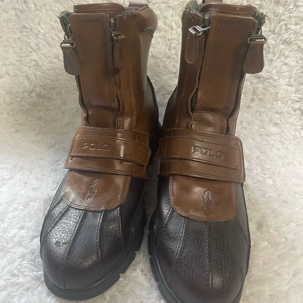 Polo Ralph Lauren Men's Darrance Ankle Boot, Tan/ Black SZ13D